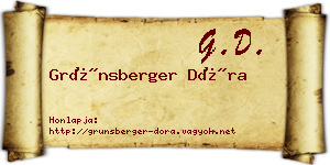 Grünsberger Dóra névjegykártya